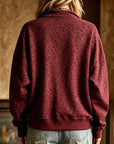 Leopard Print Half Zip Oversized Pullover Sweatshirt: Coffee / 95%Polyester+5%Elastane / S