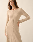 LONGSLV OATMEAL DRESS