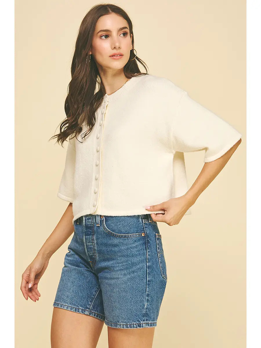 CREAM BUTTON DOWN SWEATER