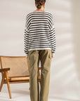 RELAXED STRIPE KNIT PULLOVER SWEATER