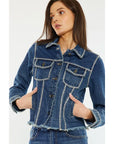 DENIM JACKET WITH RHINSTONE DETAIL