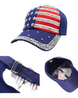 AMERICAN FLAG RHINESTONE STUDDED CAP