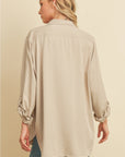 OVERSIZED TAN BUTTONUP SHIRT