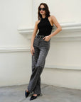 HIGH RISE LEOPARD PRINT WIDE LEG PANTS(FINISHED HEM)