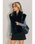 Wind Whispers Faux Fur Collared Vest: BLACK / S-M-L(2-2-2)
