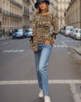 JANE BELL SLEEVE TOP (LEOPARD)-VT3387 : LEOPARD / 1XS-2S-2M-1L