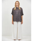 WASHED BLACK BUTTON UP SHIRT
