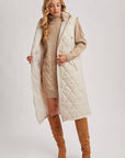 DIAMOND QUIT PUFFER LONG-LINE HOODED VEST: COCO