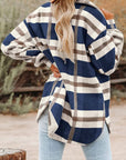 Women's Plaid Button Down Flannel Shirt Jacket – Cozy & Stylish: Black and white grid / 100%Polyester / L