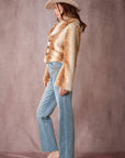 25004J Buckled Deer Print Faux Fur Jacket: DEER FUR / S-M-L (2-2-2)