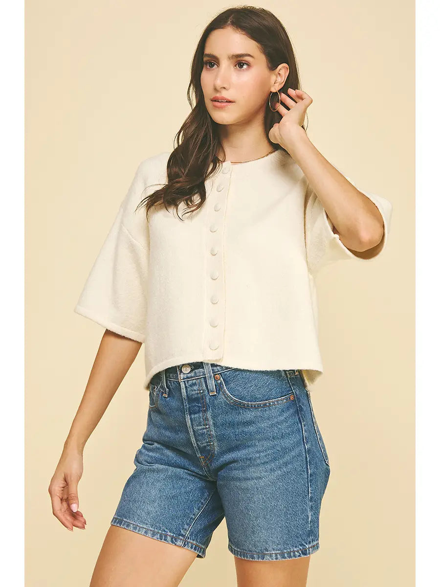 CREAM BUTTON DOWN SWEATER