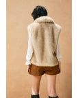 Snow Angel Collared Furry Vest: FRENCH STONE