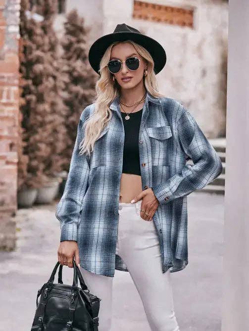 Women’s Caramel Plaid Oversized Flannel Button Down Shirt: Caramel / 100%Polyester / M