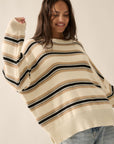 CREAM STRIPE SWEATER (OVERSIZED)