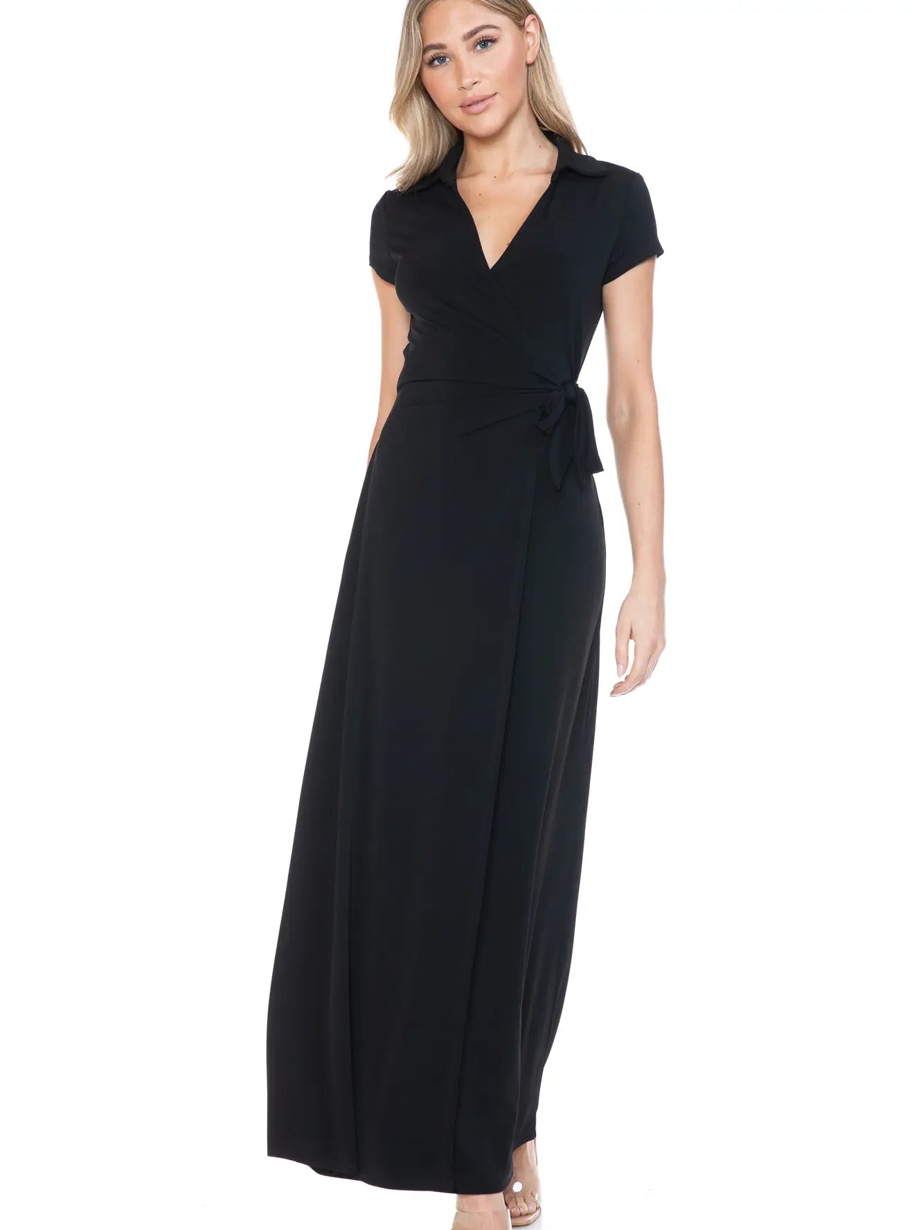 black faux wrap dress Tribal Faux Wrap Dress main image 0