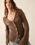 ESPRESSO BUTTONUP KNIT TOP