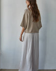 Knit Sweater Quarter Sleeve Button Up Cardigan Top/Light Mocha