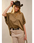 Oversized Olive suede-look tee with side studs