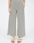 STRIPE WIDE LEG KNIT LOUNGE PANTS: BLACK
