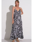 BLACK MALDIVES PRINT MAXI DRESS