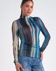 ELAN BLUE OSLO PRINT TOP