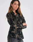 ELAN BLACK/GOLD BUTTONUP BLOUSE