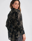 ELAN BLACK/GOLD BUTTONUP BLOUSE