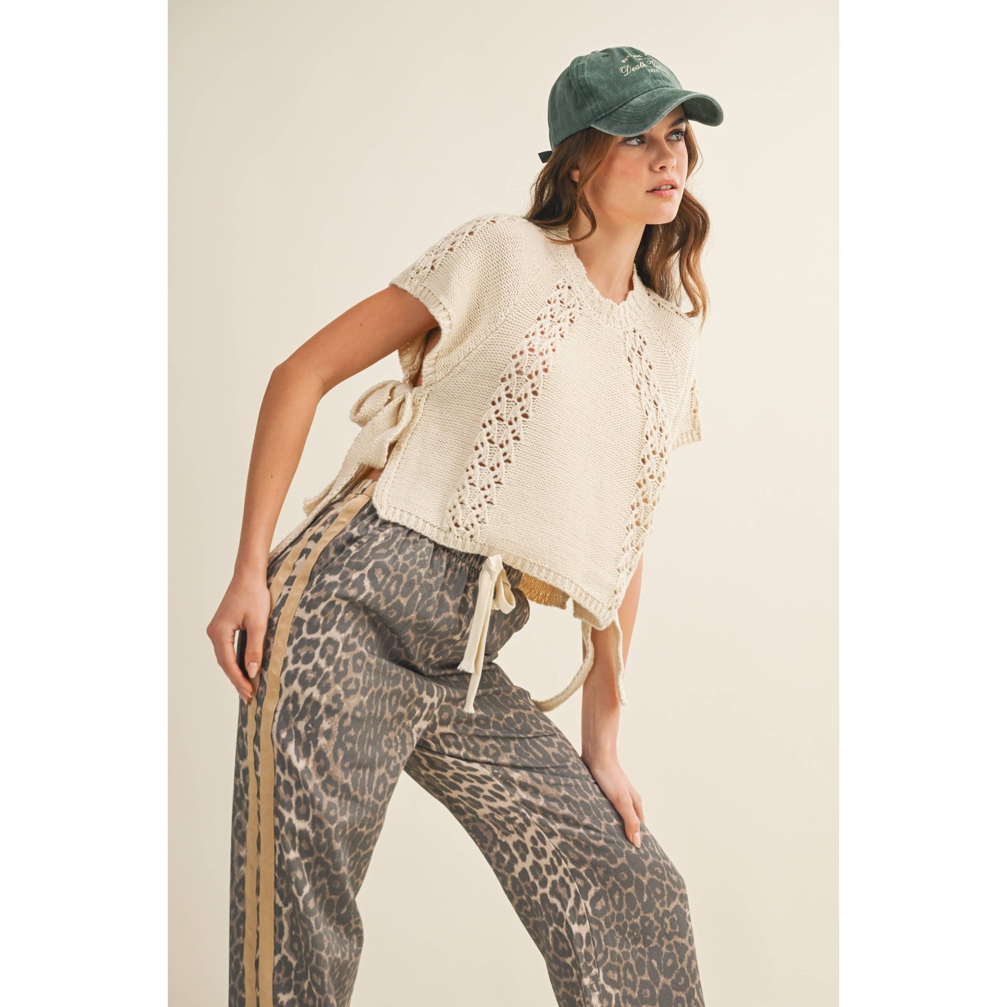 Luxe Leopard Relaxed Pants With Side Trim: LEOPARD/TAUPE