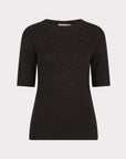ESQUALO SHORT SLEEVE SWEATER W/STONE DETAIL