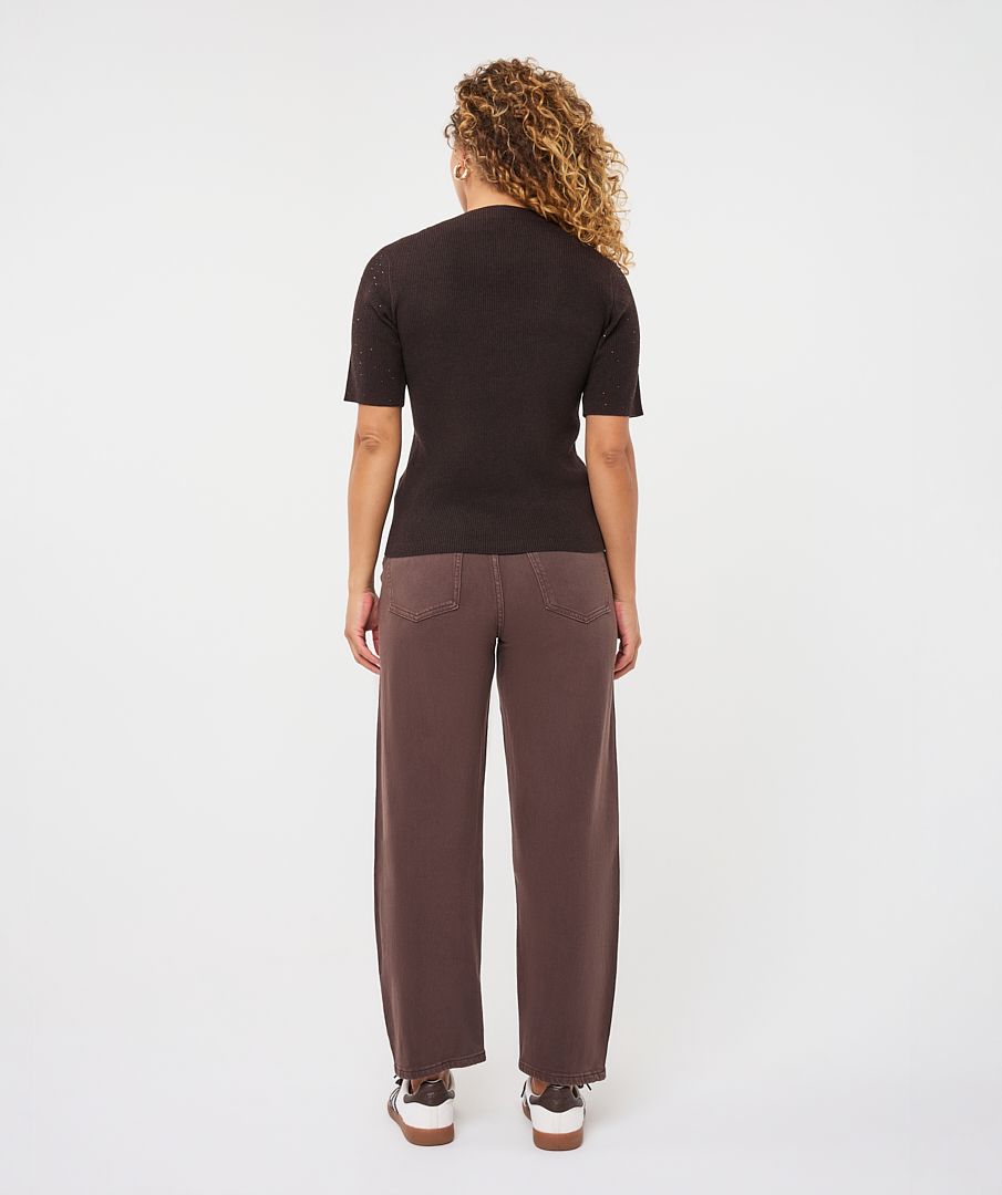 ESQUALO SHORT SLEEVE SWEATER W/STONE DETAIL