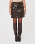 ESQUALO FAUX LEATHER SKIRT W/BELT