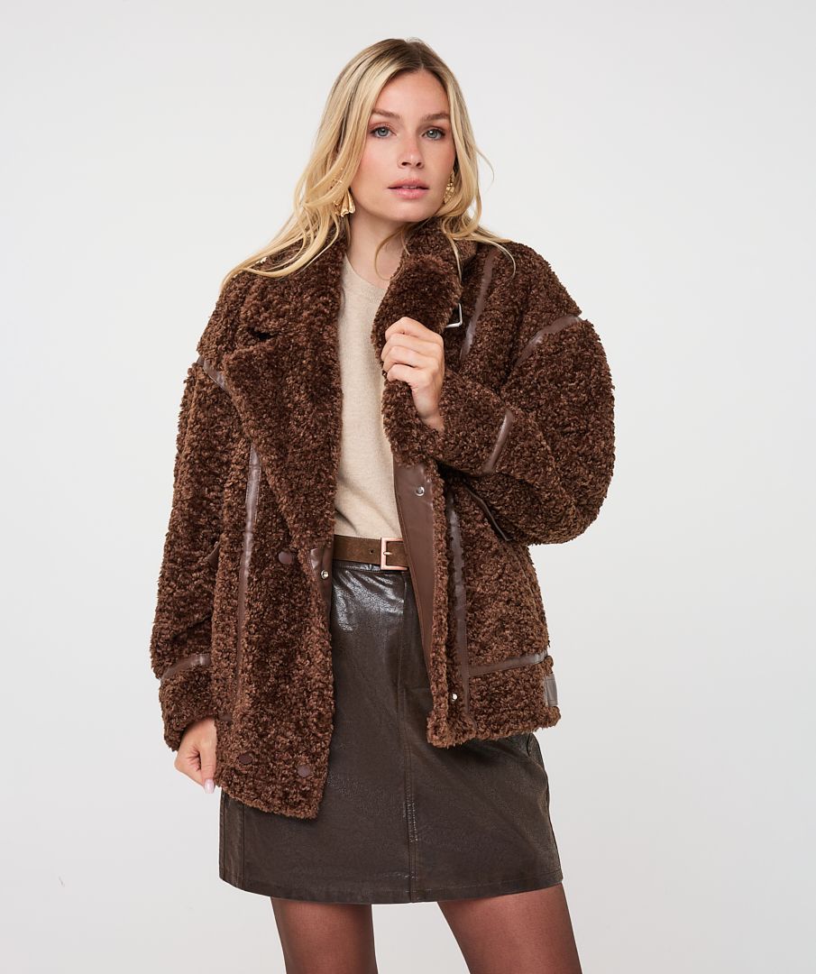 ESQUALO SHEARLING FAUX FUR JACKET
