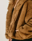 Snow Angel Hooded Furry Jacket: LT BROWN