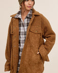 LAMIEL COGNAC FAUX SUEDE JACKET