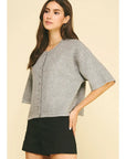 HEATHER GREY BUTTON DOWN SWEATER
