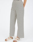 STRIPE WIDE LEG KNIT LOUNGE PANTS: BLACK