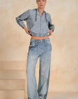 FAUX JEAN TRACK PANT/BLUE