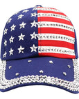 AMERICAN FLAG RHINESTONE STUDDED CAP