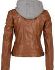 LEATHER JACKET W/REMOVABLE HOODIE