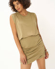 P+T GREEN SIDE RUCHING DRESS