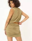 P+T GREEN SIDE RUCHING DRESS