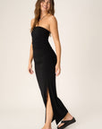 BLACK SIDE RUCHED DRESS