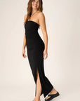 P+T NALA STRAPLESS DRESS W/SIDE RUCHING/BLACK