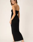P+T NALA STRAPLESS DRESS W/SIDE RUCHING/BLACK