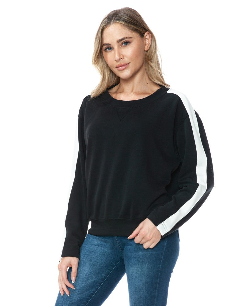 CONTRAST BLK/IVORY PULLOVER
