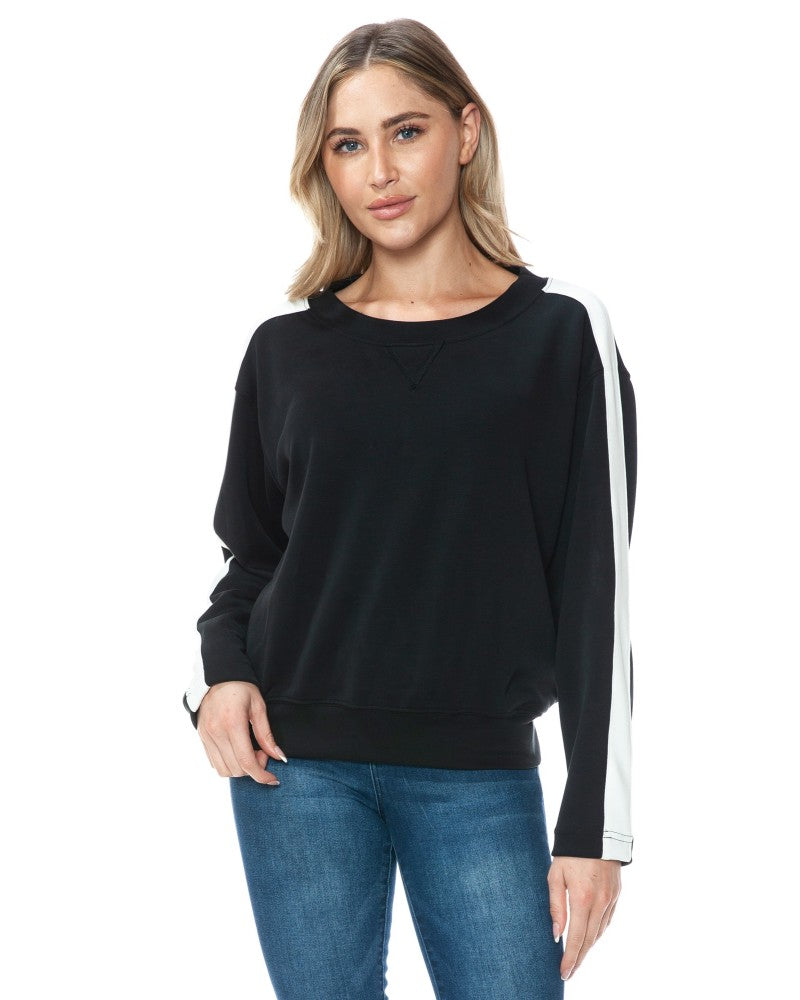 CONTRAST BLK/IVORY PULLOVER