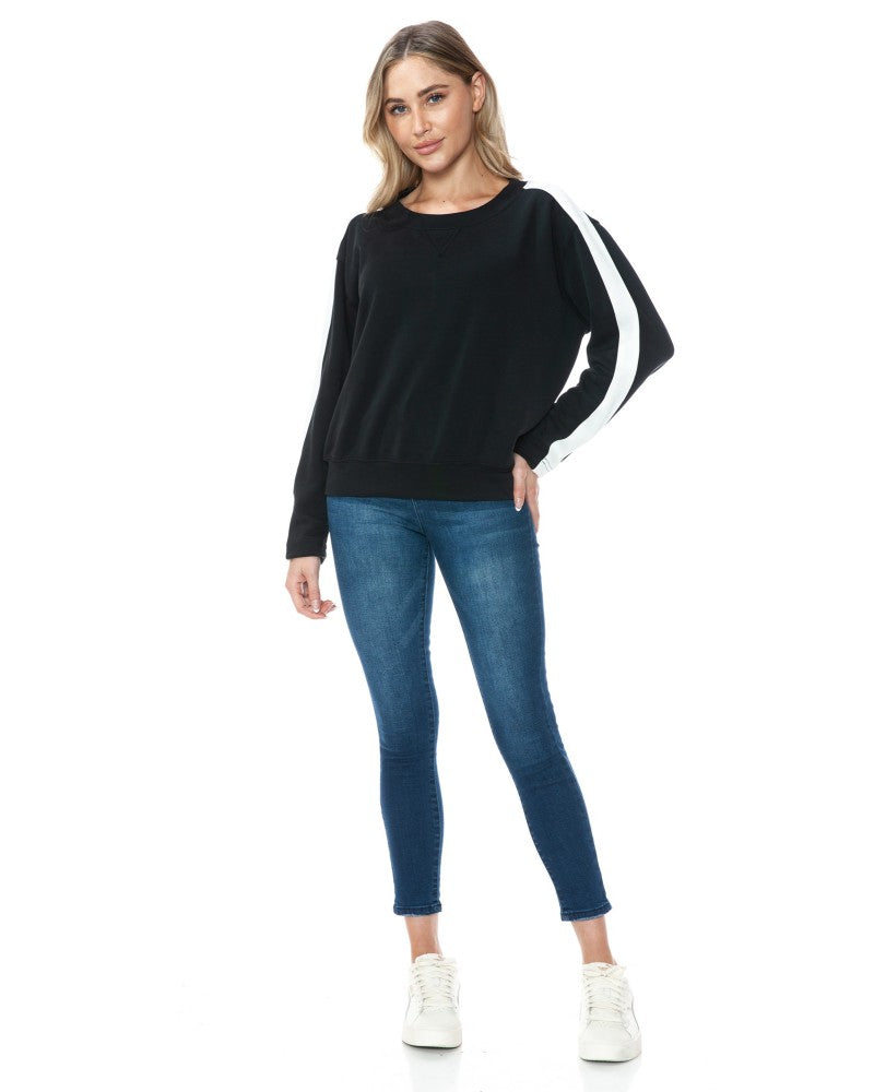 CONTRAST BLK/IVORY PULLOVER