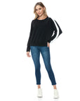CONTRAST BLK/IVORY PULLOVER