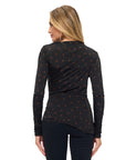 BLACK WITH BROWN POLKA DOTS LONGSLV TOP