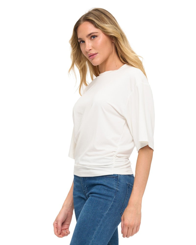 OFF WHITE RUCHED DETAILED T SHIRT